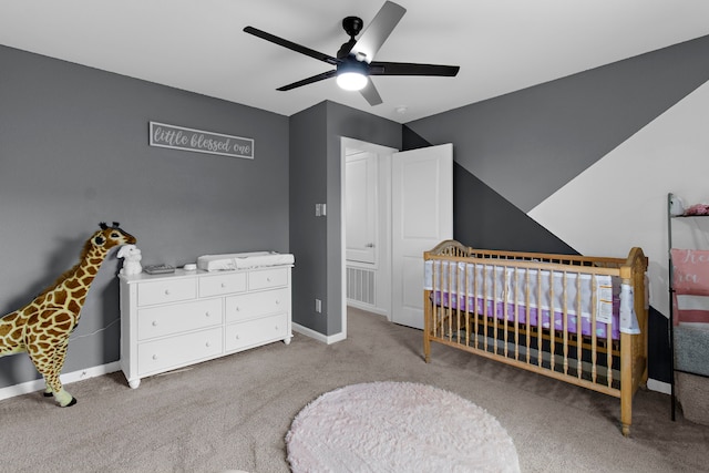 418 Madison Way, Princeton, TX 75407 - bedroom with carpet floors, a nursery area, and a ceiling fan