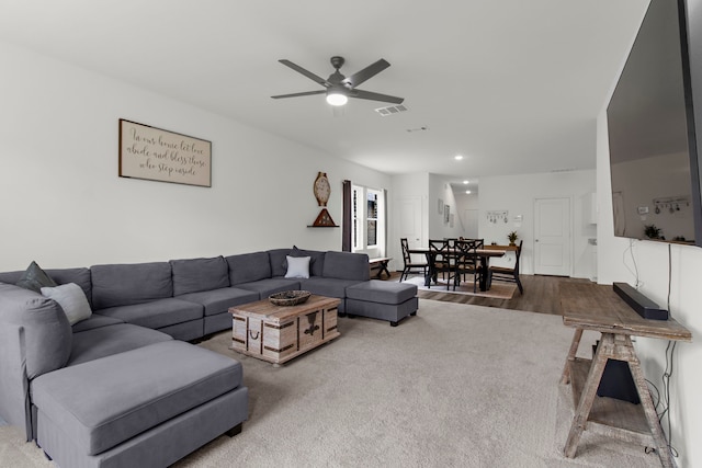 418 Madison Way, Princeton, TX 75407 - living room with ceiling fan, wood finished floors, and recessed lighting