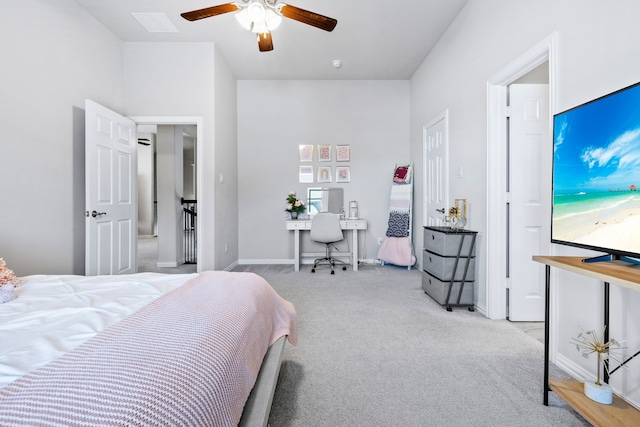 180 Highbridge Ln, Prosper, TX 75078 - carpeted bedroom with a desk and ceiling fan