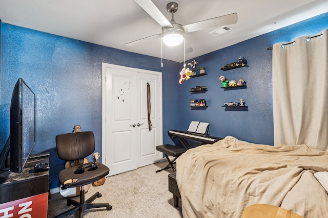 1560 Glacier Rdg, Royse City, TX 75189 - bedroom featuring carpet, a textured wall, and ceiling fan
