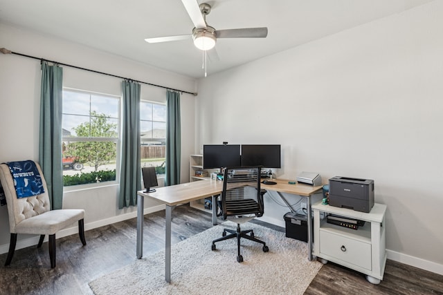1560 Glacier Rdg, Royse City, TX 75189 - office with dark wood-style flooring and ceiling fan
