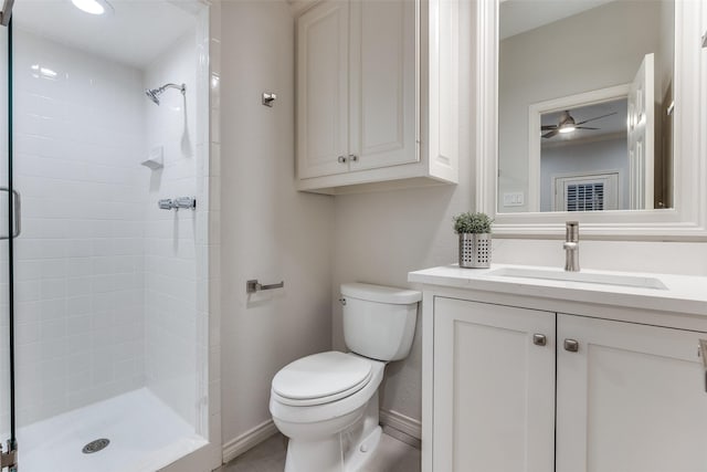 8931 Club Creek Cir, Dallas, TX 75238 - full bathroom featuring a shower stall, a ceiling fan, and vanity