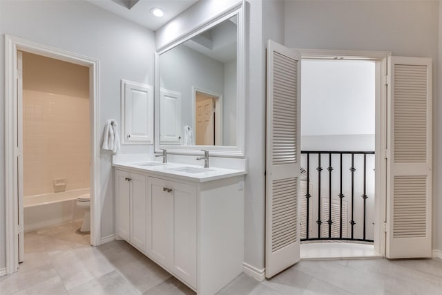 8931 Club Creek Cir, Dallas, TX 75238 - full bath featuring tile patterned floors, double vanity, and a closet