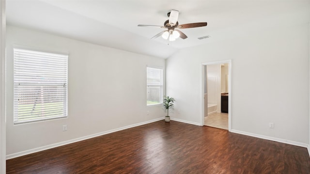 6348 Porthole Ln, Fort Worth, TX 76179 - spare room featuring a ceiling fan, wood finished floors, and vaulted ceiling