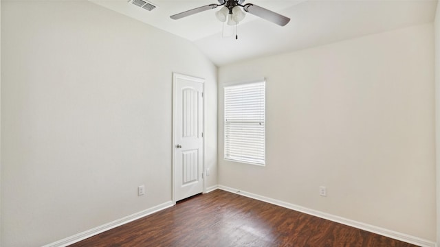 6348 Porthole Ln, Fort Worth, TX 76179 - empty room featuring vaulted ceiling, dark wood-style floors, and ceiling fan