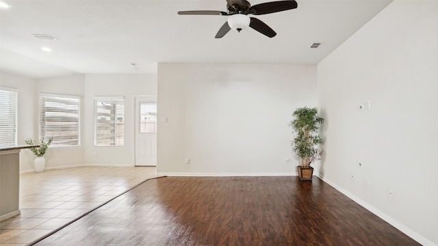6348 Porthole Ln, Fort Worth, TX 76179 - unfurnished room featuring a ceiling fan, light wood finished floors, and recessed lighting