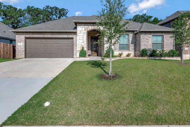 237 Gardenia Dr, Azle, TX 76020 - view of front of house with brick siding, an attached garage, driveway, and a shingled roof