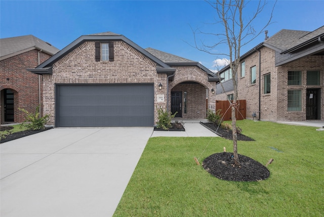 3928 Aqua Ln, Sherman, TX 75090 - french country inspired facade with brick siding, an attached garage, and concrete driveway