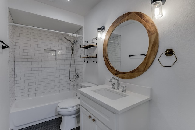 700 Stanford Dr, Waxahachie, TX 75165 - full bathroom with vanity, shower / bathtub combination, and tile patterned flooring