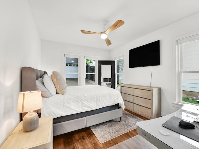 3921 Bryce Ave, Fort Worth, TX 76107 - bedroom with wood finished floors and ceiling fan