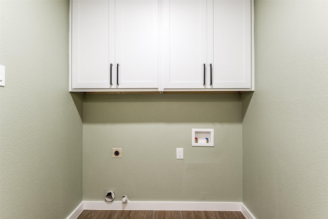707 Lake Meadows Dr, Rockwall, TX 75087 - washroom with hookup for an electric dryer, washer hookup, wood finished floors, and cabinet space