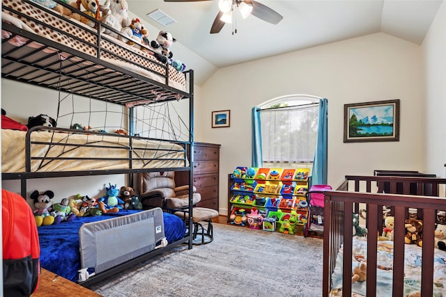 750 Emerald Sound Blvd, Oak Point, TX 75068 - bedroom with lofted ceiling and a ceiling fan