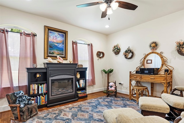 750 Emerald Sound Blvd, Oak Point, TX 75068 - sitting room with ceiling fan, wood finished floors, and recessed lighting