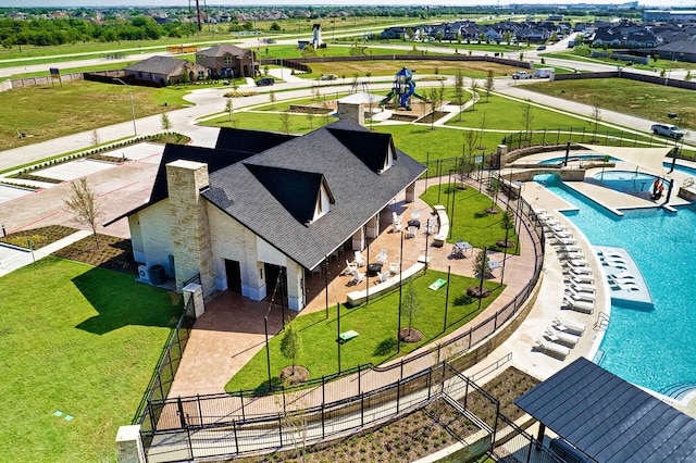 1424 Archway Ct, Fort Worth, TX 76247 - aerial view of property and surrounding area featuring a pool area
