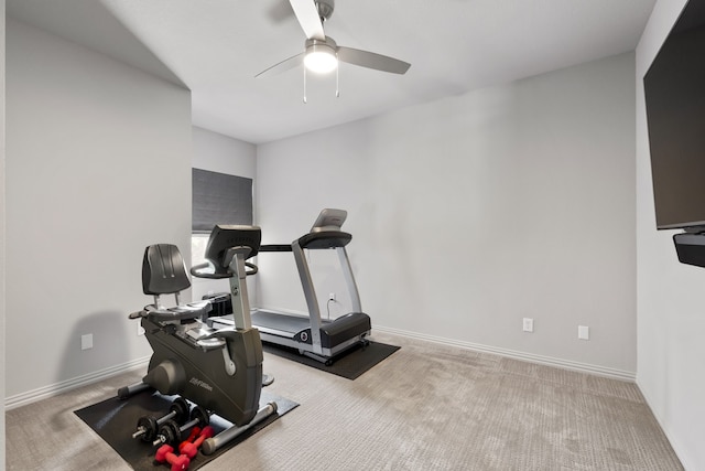 5912 Lindfield Ct, Plano, TX 75093 - exercise area featuring ceiling fan and carpet floors
