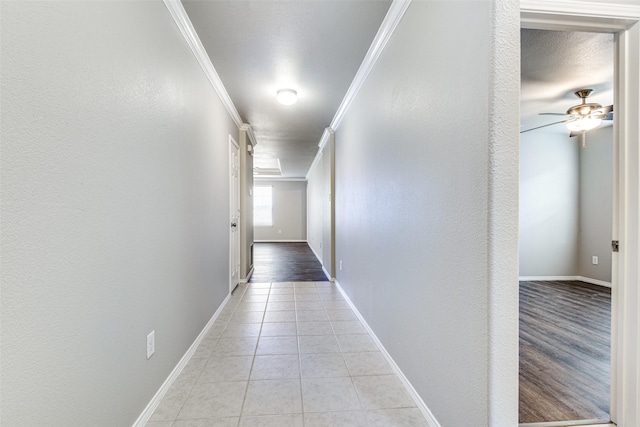 3109 Layla Creek Dr, Little Elm, TX 75068 - hall featuring crown molding and light tile patterned flooring