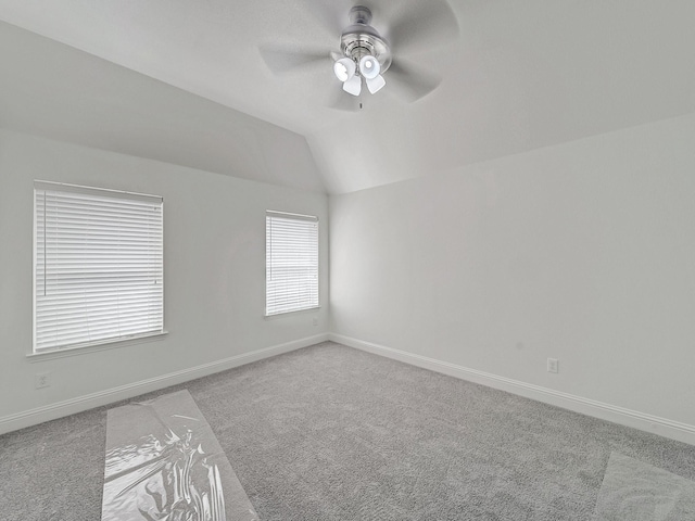12815 Lourdes Ln, Frisco, TX 75035 - empty room featuring light carpet, a ceiling fan, and lofted ceiling