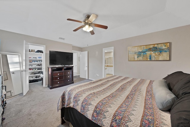 7329 Yolanda Dr, Fort Worth, TX 76112 - bedroom featuring carpet, ceiling fan, and ensuite bath