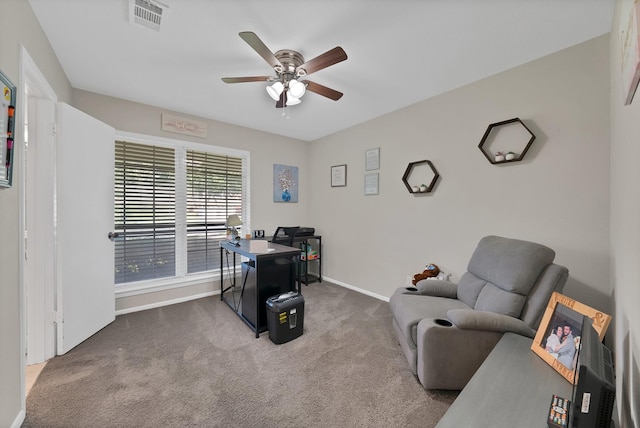 7329 Yolanda Dr, Fort Worth, TX 76112 - office area featuring a ceiling fan and carpet