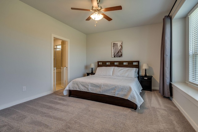 14613 Martin Creek Cv, Fort Worth, TX 76262 - bedroom with carpet, ensuite bathroom, and ceiling fan