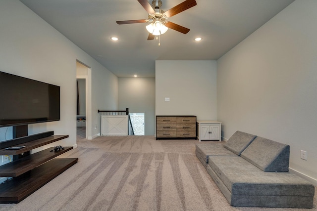 14613 Martin Creek Cv, Fort Worth, TX 76262 - unfurnished room featuring light colored carpet, a ceiling fan, and recessed lighting