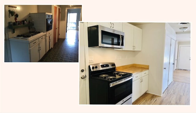 716 Kessler Blvd, Sherman, TX 75092 - kitchen with stainless steel appliances, white cabinetry, light wood-style flooring, and light countertops