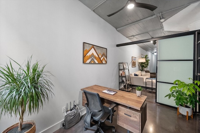 1122 Jackson St Unit 418, Dallas, TX 75202 - office featuring a ceiling fan and finished concrete flooring