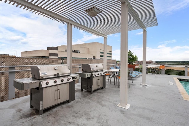 1122 Jackson St Unit 418, Dallas, TX 75202 - view of patio featuring a grill, outdoor dining space, and a pergola