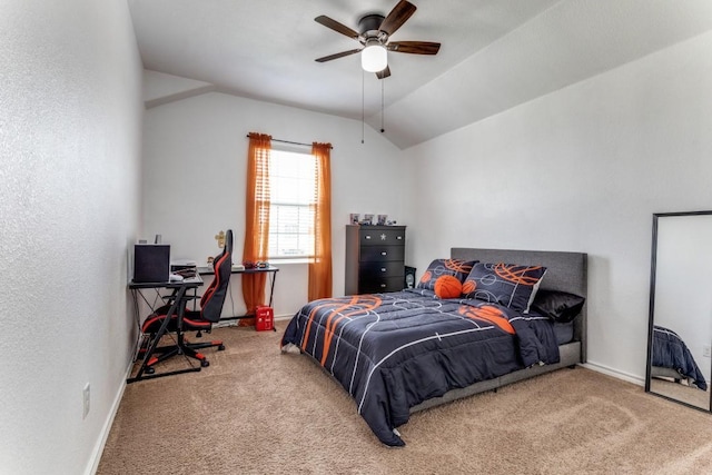 7113 Wavecrest Way, Fort Worth, TX 76179 - carpeted bedroom featuring vaulted ceiling, a desk, and ceiling fan