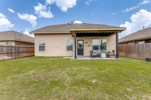 7113 Wavecrest Way, Fort Worth, TX 76179 - rear view of house with a fenced backyard, a patio area, and outdoor lounge area