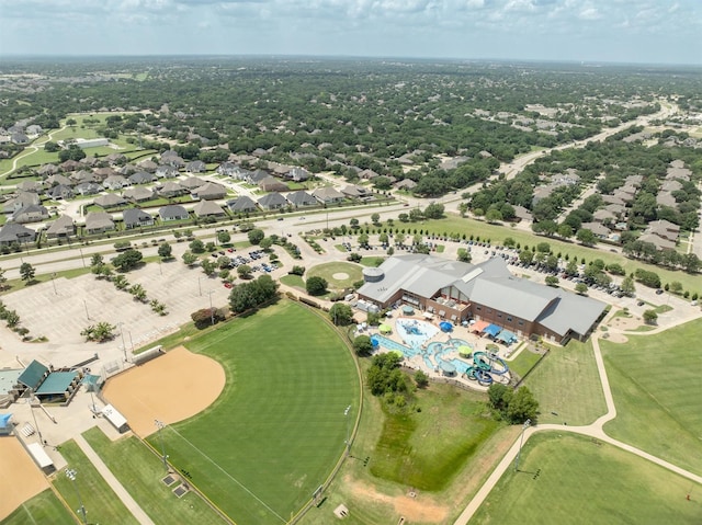 1413 Trinity Ct, Flower Mound, TX 75028 - aerial overview of property's location featuring a pool area
