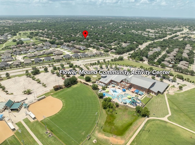 1413 Trinity Ct, Flower Mound, TX 75028 - aerial view of property and surrounding area featuring a pool area