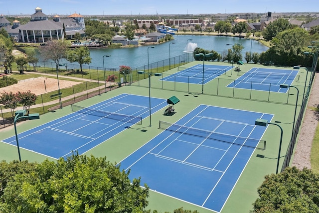 941 Nathanael Greene Ct, Aubrey, TX 76227 - view of tennis court with a water view