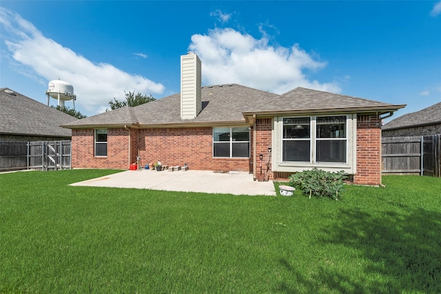 1147 Serendipity Cir, Sanger, TX 76266 - rear view of property featuring brick siding, a patio, a fenced backyard, and a chimney