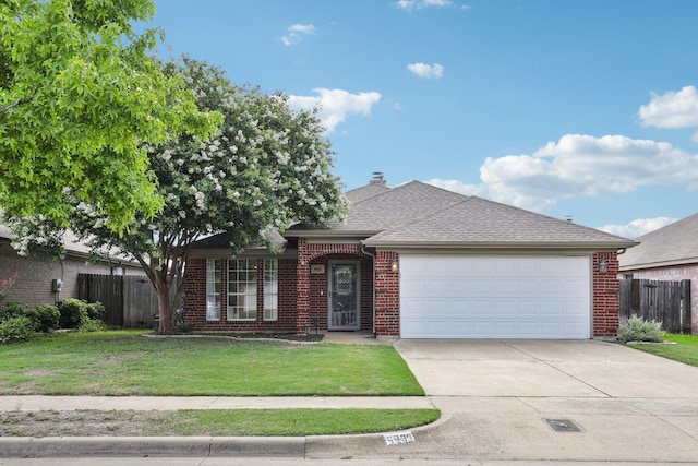 6932 Lomo Alto Dr, Fort Worth, TX 76132 - single story home with brick siding, concrete driveway, a garage, and a shingled roof