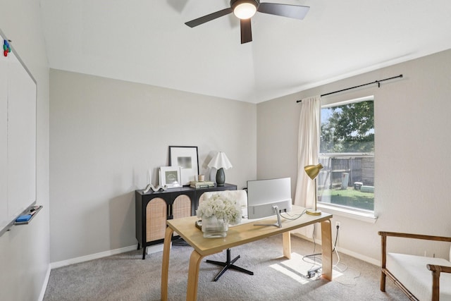 6932 Lomo Alto Dr, Fort Worth, TX 76132 - office space featuring carpet, healthy amount of natural light, a ceiling fan, and lofted ceiling