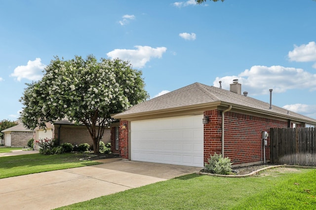 6932 Lomo Alto Dr, Fort Worth, TX 76132 - view of front of house with brick siding, an attached garage, a chimney, and concrete driveway