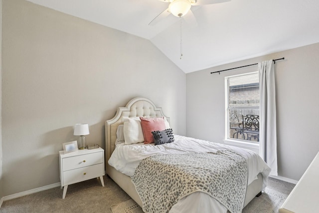 6932 Lomo Alto Dr, Fort Worth, TX 76132 - carpeted bedroom featuring vaulted ceiling and ceiling fan