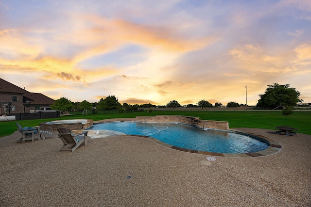 11088 Whispering Ln, Talty, TX 75126 - pool at dusk with a patio area and a pool with connected hot tub