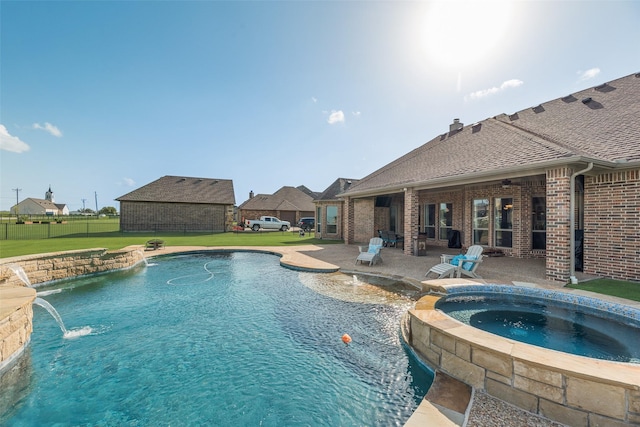 11088 Whispering Ln, Talty, TX 75126 - view of pool featuring a patio, a fenced backyard, and a pool with connected hot tub