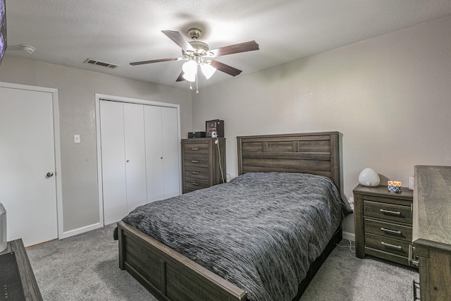 3401 Medallion Cir, Waco, TX 76706 - bedroom with carpet, a ceiling fan, and a closet