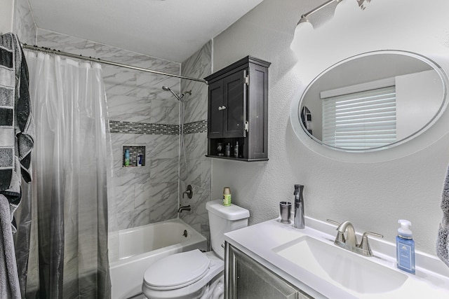 3401 Medallion Cir, Waco, TX 76706 - bathroom featuring shower / bath combo, vanity, and a textured wall
