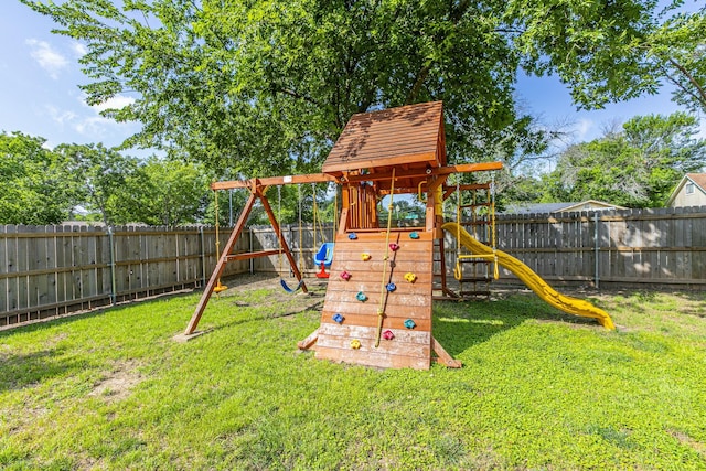 3401 Medallion Cir, Waco, TX 76706 - view of jungle gym featuring a fenced backyard