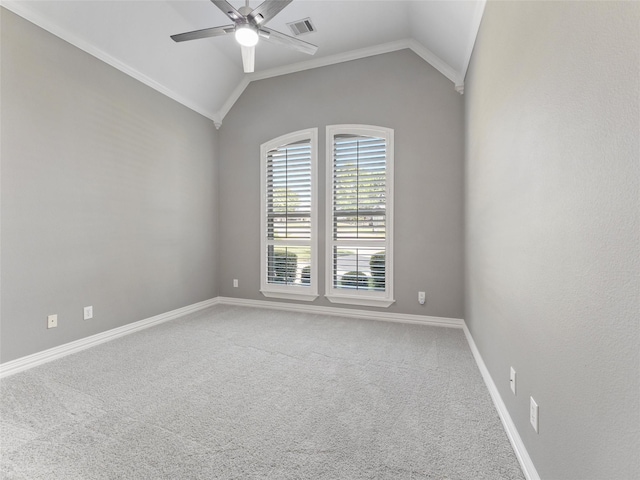 2 Pond View Ct, Mansfield, TX 76063 - spare room with ceiling fan, carpet floors, lofted ceiling, and ornamental molding