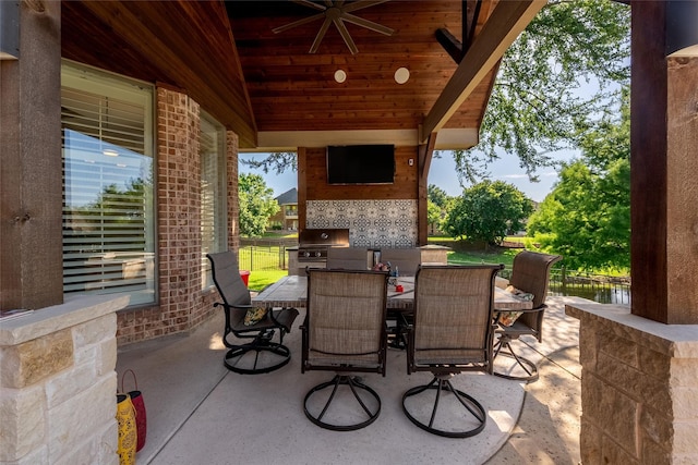 2 Pond View Ct, Mansfield, TX 76063 - view of patio / terrace featuring outdoor dining space and grilling area