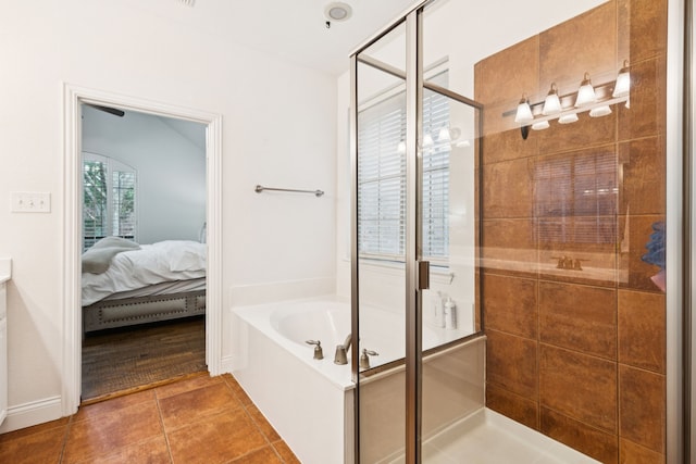 2778 Hidden Knoll Trl, Frisco, TX 75034 - full bathroom featuring a stall shower, connected bathroom, a garden tub, and tile patterned flooring