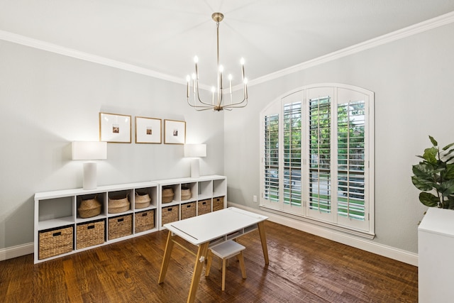 2778 Hidden Knoll Trl, Frisco, TX 75034 - dining area featuring ornamental molding, wood finished floors, and a chandelier