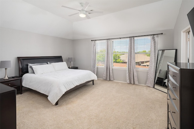 2115 Highland River Dr, Wylie, TX 75098 - bedroom with vaulted ceiling, light colored carpet, and a ceiling fan