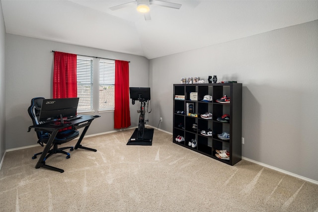 2115 Highland River Dr, Wylie, TX 75098 - office space with a ceiling fan, carpet, and vaulted ceiling