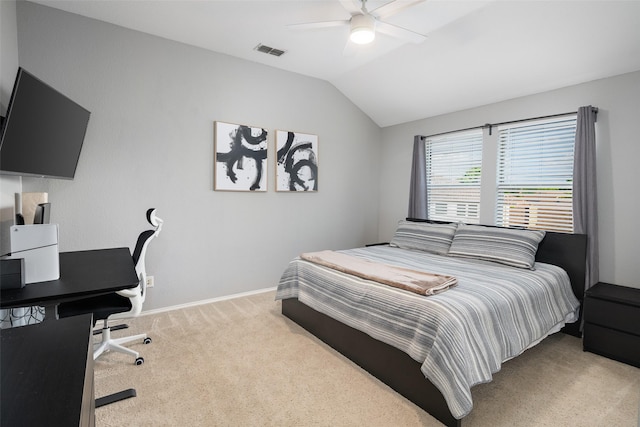 2115 Highland River Dr, Wylie, TX 75098 - carpeted bedroom with vaulted ceiling, a desk, and a ceiling fan